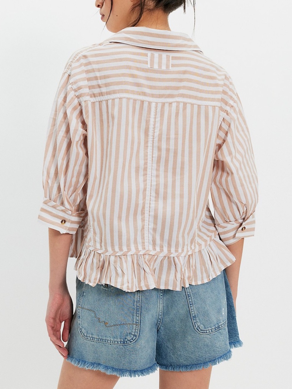 Free People We The Free Bailey Stripe Shirt - Neutral Combo - Medium - NWOT - Picture 2 of 7